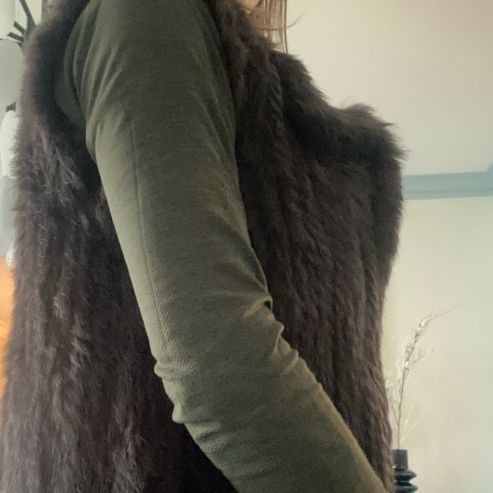 525 America Revolve Women’s Natural Rabbit Fur Brown Vest Small - Picture 10 of 13